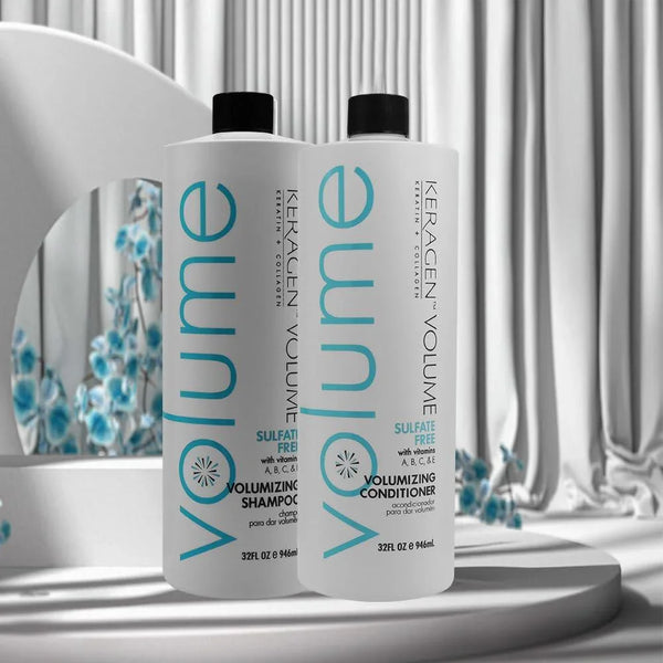 Keragen Volumizing Shampoo and Conditioner Set - 32oz - Keragen