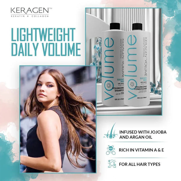 Keragen Volumizing Shampoo and Conditioner Set - 32oz - Keragen