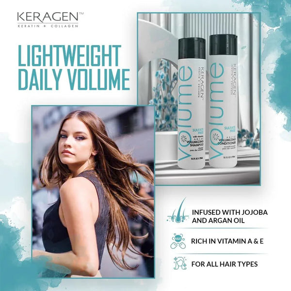 Keragen Volumizing Shampoo and Conditioner Set - 10oz - Keragen