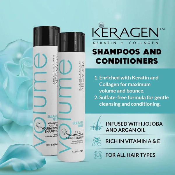 Keragen Volumizing Shampoo and Conditioner Set - 10oz - Keragen