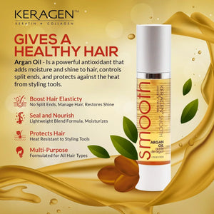 KERAGEN Nourishing Argan Oil Hair Serum for Dry & Damaged Hair - Keragen