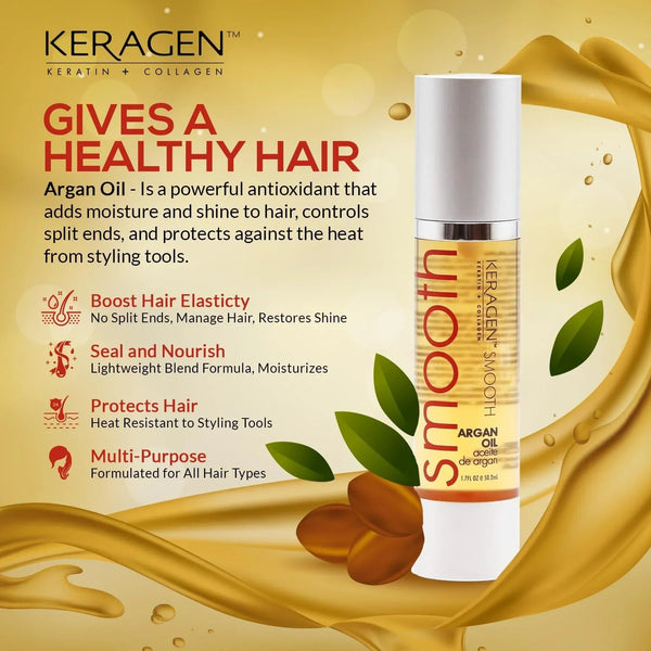 KERAGEN Nourishing Argan Oil Hair Serum for Dry & Damaged Hair - Keragen