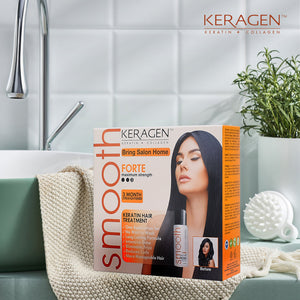 KERAGEN Brazilian Keratin Treatment - Professional Smoothing Kit for Frizzy Hair - Keragen