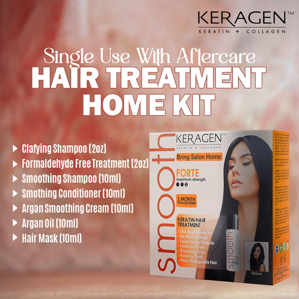 KERAGEN Brazilian Keratin Treatment - Professional Smoothing Kit for Frizzy Hair - Keragen