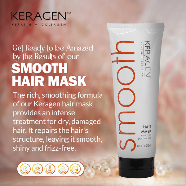 KERAGEN - Deep Moisturizing Hair Mask for Dry & Damaged Hair (8 Oz) - Repairs, Restores, Frizz-Free, Infused with Keratin, Panthenol, Collagen & Jojoba Oil - Beauty Market Online