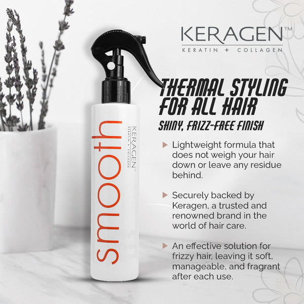 KERAGEN Heat Protectant Spray - Thermal Protection with Keratin & Collagen - Keragen